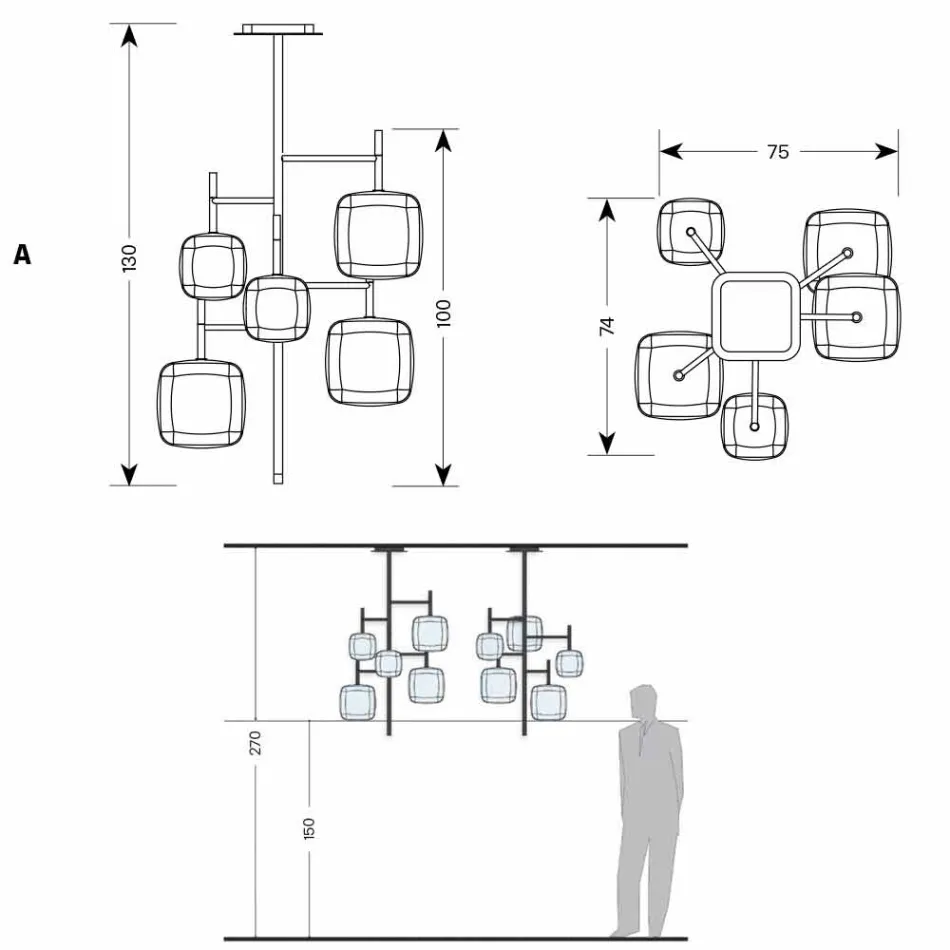 Hängelampe mit glänzender Metallstruktur Made in Italy - Donatina Viadurini
