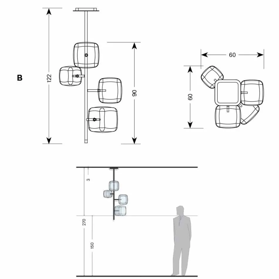 Hängelampe mit glänzender Metallstruktur Made in Italy - Donatina Viadurini