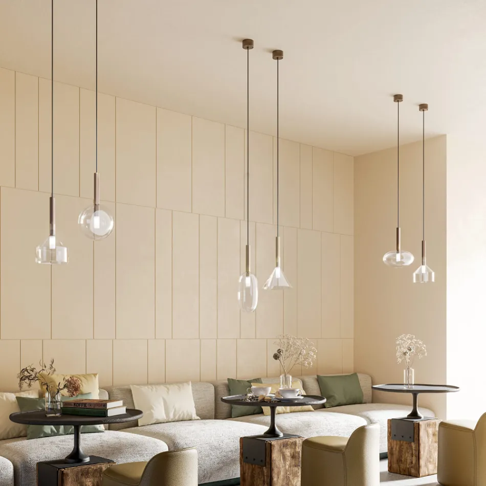 Hängelampe mit Glas in verschiedenen Formen, hergestellt in Italien – Sintonia Viadurini