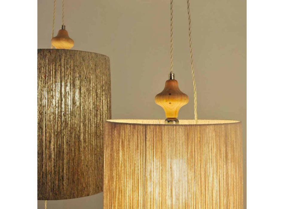 Pendelleuchte / Stehlampe aus Holz und 100% Bois Wolle Viadurini
