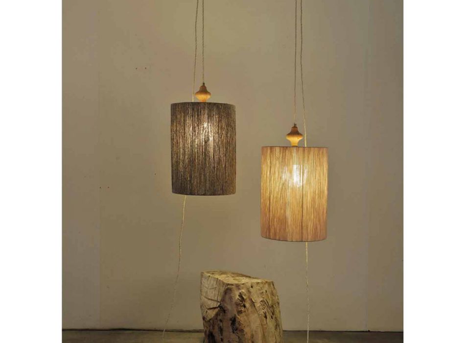 Pendelleuchte / Stehlampe aus Holz und 100% Bois Wolle Viadurini