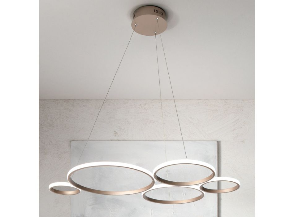 Design Pendelleuchte für Wohnzimmer in Silber oder Gold Metall - Olimpo Viadurini