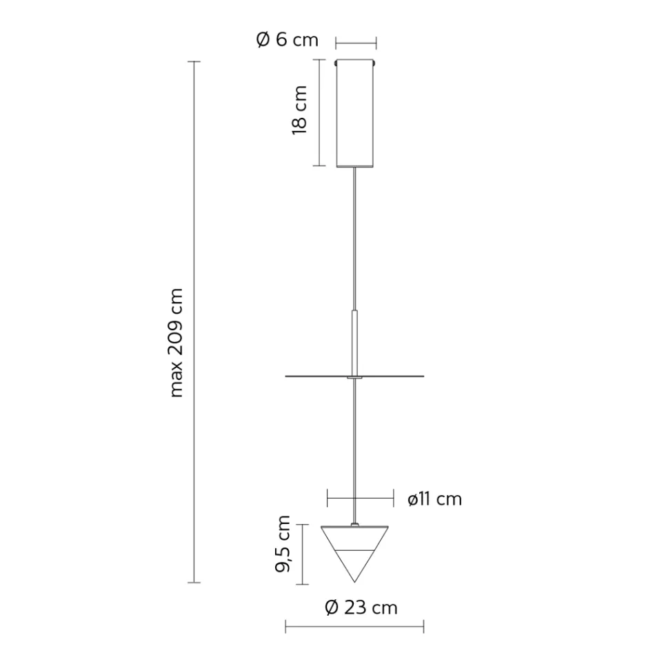 Pendelleuchte aus Aluminium mit weißer Platte und schwarzem Kegel - Padel Viadurini
