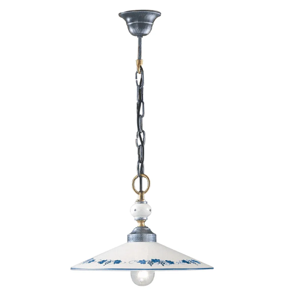 Handgefertigte Pendelleuchte aus Keramik und Vintage-Eisen - Asti Viadurini