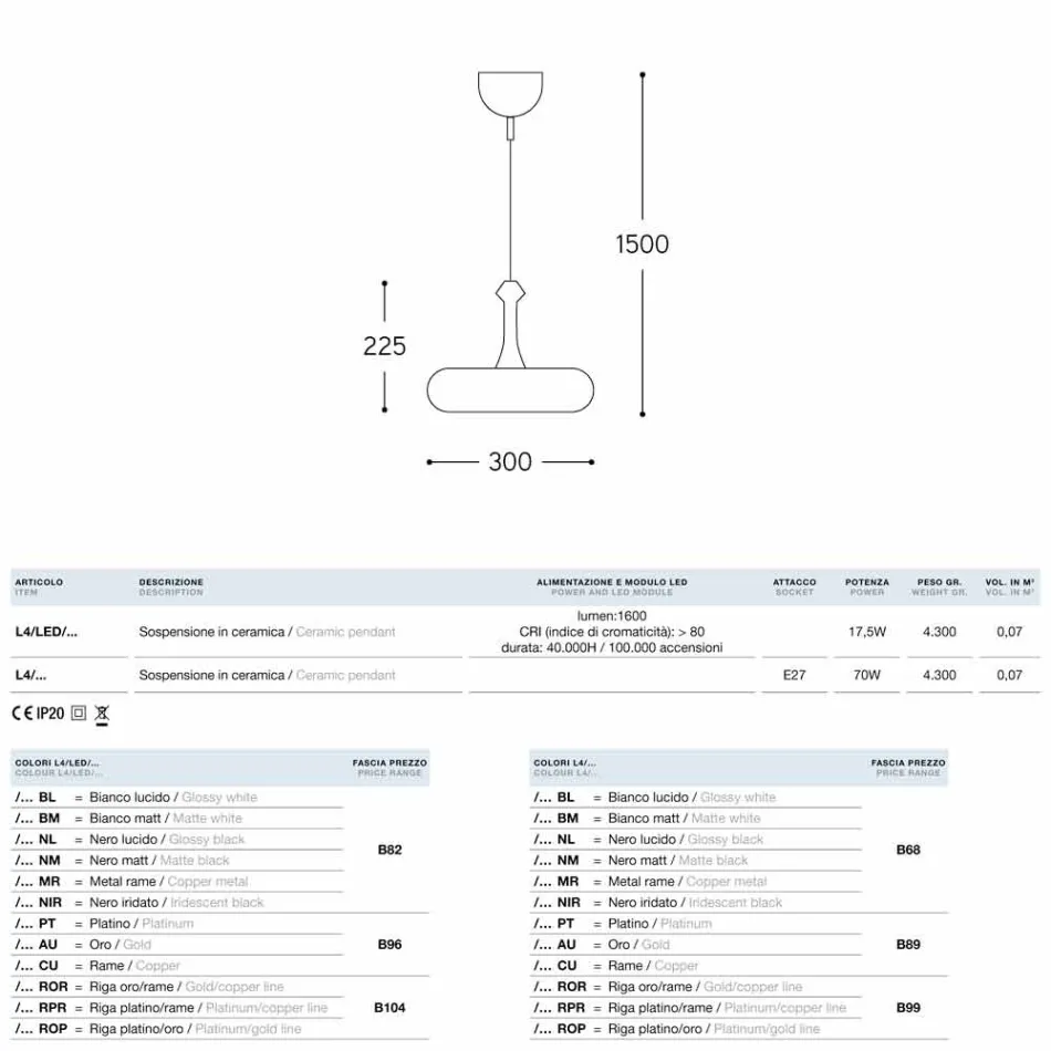 Die Pendelleuchte keramische Glasur 4 Aldo Bernardi Viadurini