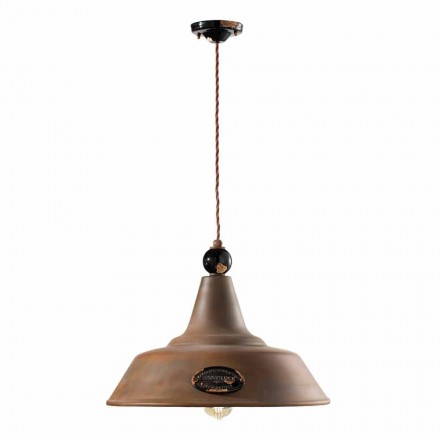 Lampe Eisen und Keramik Suspension corten Lois Ferroluce Viadurini