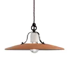 Pendelleuchte aus Eisen und handgefertigter roher Keramik - Bologna Viadurini