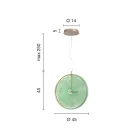 Hängelampe aus Metall und Glas, verziert mit konzentrischen Linien – Hackberry Viadurini