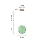 Hängelampe aus Metall und Glas, verziert mit konzentrischen Linien – Hackberry Viadurini