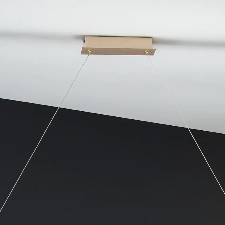 Pendelleuchte aus Metall mit Goldfinish und dimmbarer LED - Raiss Viadurini