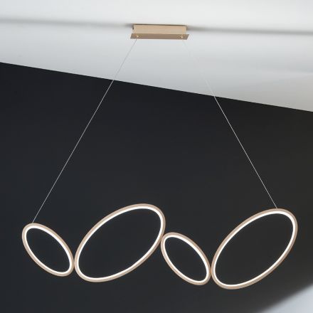 Pendelleuchte aus Metall mit Goldfinish und dimmbarer LED - Raiss Viadurini