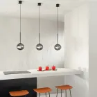 Hängelampe aus lackiertem Metall und geblasenem Glas - Ailanto Viadurini