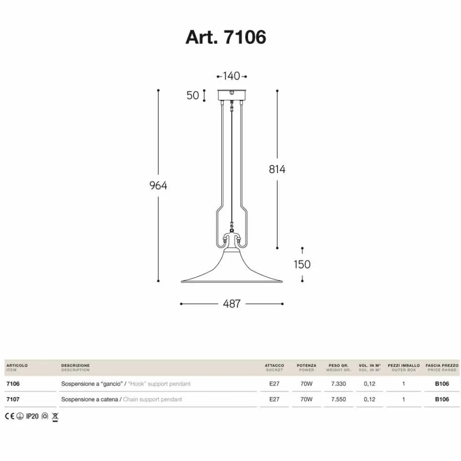 Pendelleuchte aus Messing und Kupfer-Mühle mit Haken Viadurini