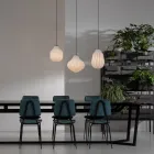 Pendelleuchte aus weißem Glas in filigranem Design spitz - Caravan Viadurini