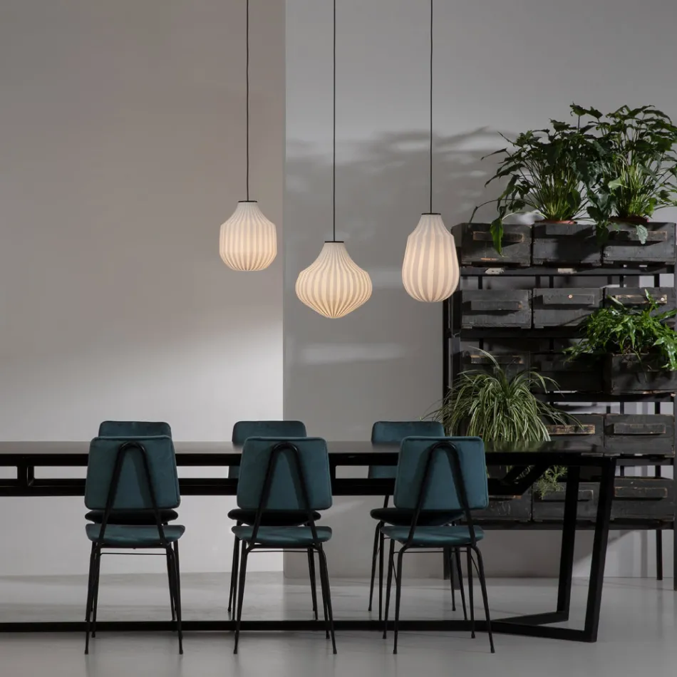 Pendelleuchte aus weißem Glas in filigranem Design spitz - Caravan Viadurini