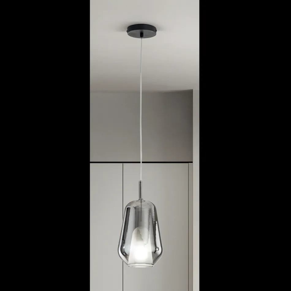 Pendelleuchte aus Glas und transparentem Draht Made in Italy - Trilly Viadurini