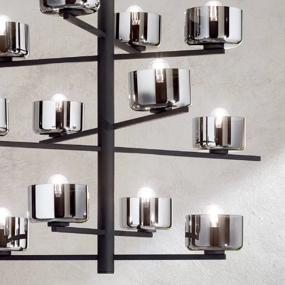 Pendelleuchte aus mundgeblasenem Glas mit Metallstruktur - Angelic Viadurini