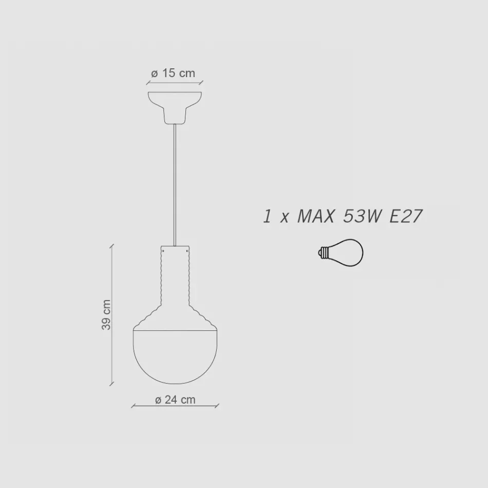 Hängelampe aus bemaltem Glas, hergestellt in Italien – Selaron Viadurini