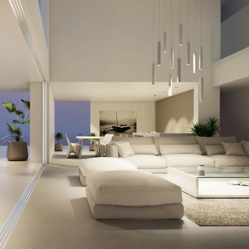 LED Einbau-Pendelleuchte aus weißem oder schwarzem Aluminium - Rebolla Viadurini