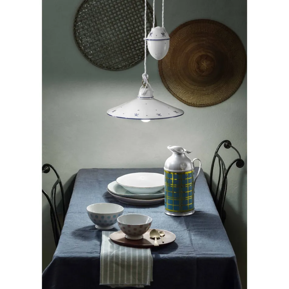 Ups and Down Pendelleuchte aus dekorierter Keramik 2 Größen - Asti Viadurini