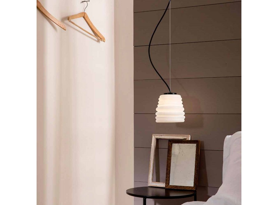 Wohnzimmer-Hängelampe aus weißem Satinglas 3 Dimensionen - weich Viadurini