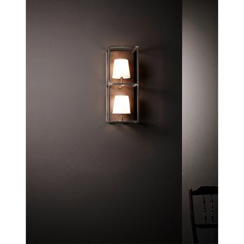 Artisan Wandlampe aus schwarzem Eisen mit 2 Lampenschirmen Made in Italy - Tower