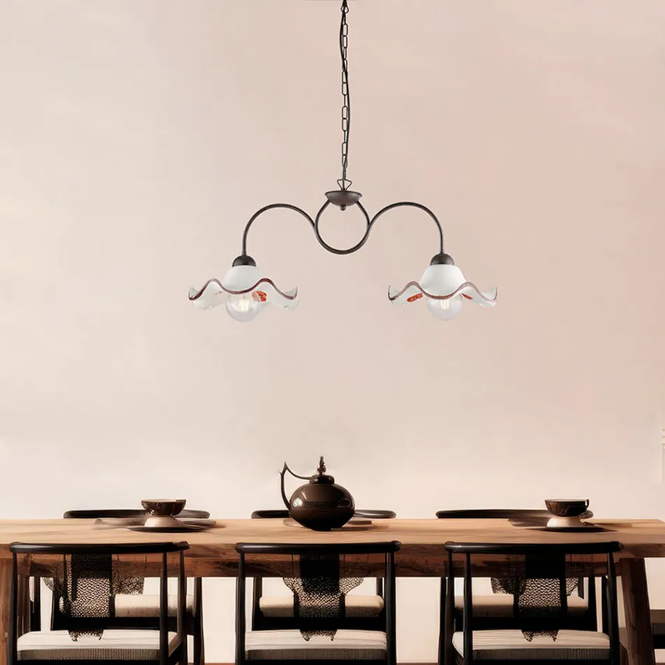 Handgefertigte Glas- und Metalllampe aus Italien für Wohn- und Schlafzimmer - Merope Viadurini