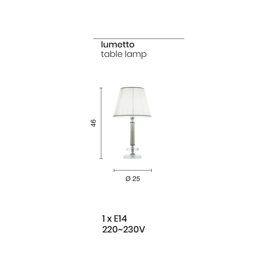 Klassische Stützlampe aus goldfarbenem Metall, Kristall und Lampenschirm - Similo Viadurini