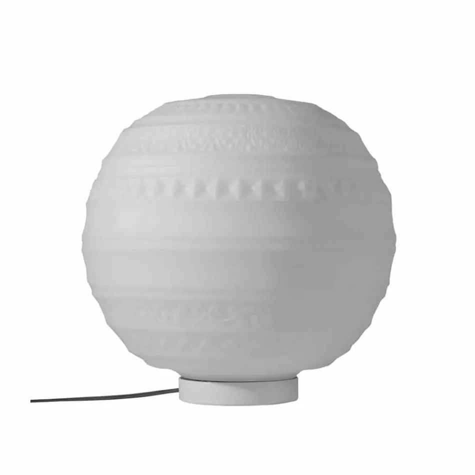 Tischlampe in weißem Satin Glas und Metall Modernes Design - Morse Viadurini