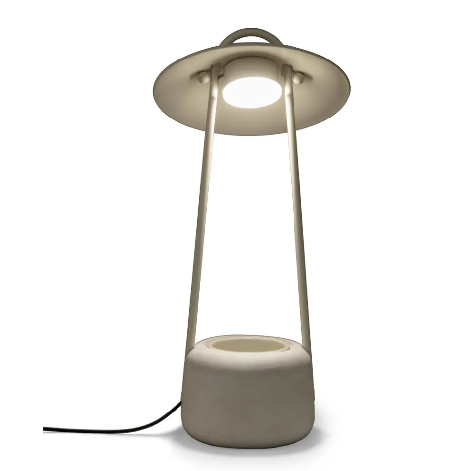 Außenlampe mit Pflanzgefäß aus Ton, Aluminium und Messing - Cappello Viadurini
