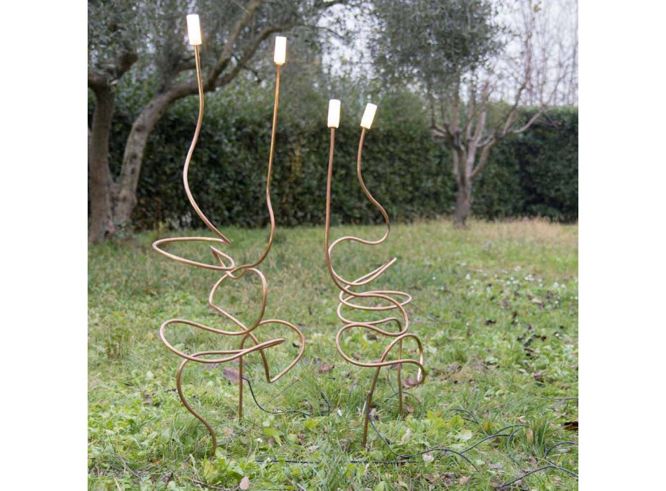 Außenlampe aus natürlichem Kupfer mit dekorativem Glas Made in Italy - Fusillo