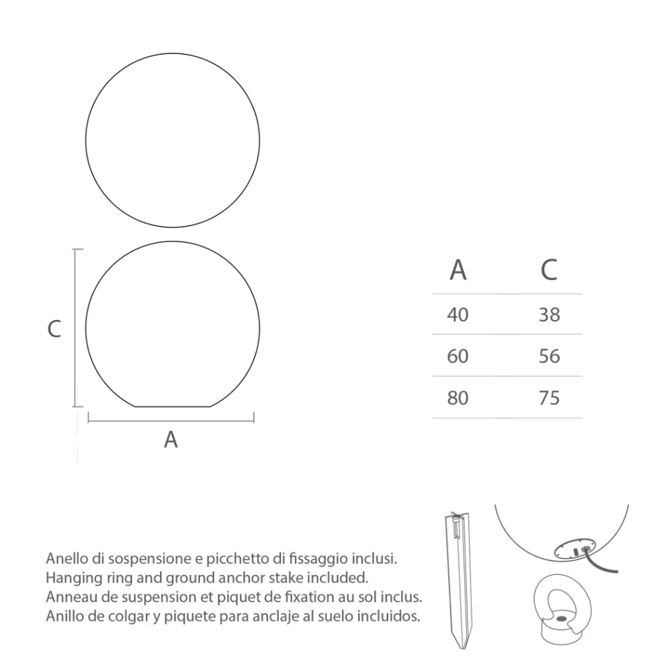 Kugelförmige Außenlampe aus weißem Polyethylen Made in Italy - Nelida Viadurini