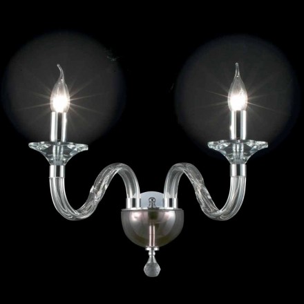 Wandlampe mit zwei Leuchten in Ivy Glas und Kristall, hergestellt in Italien Viadurini