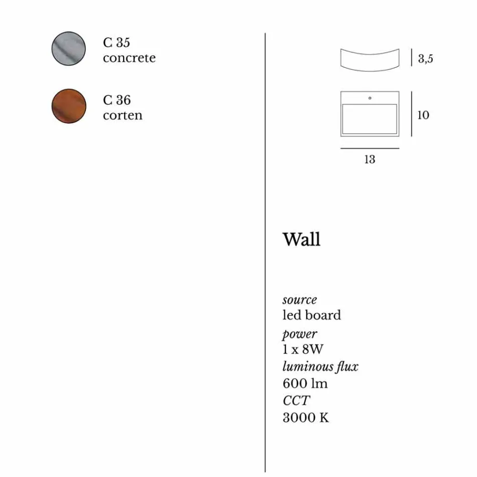 Moderne Design Wandlampe aus Stahl Ø13xh.3,5xsp.10 cm Osea Viadurini