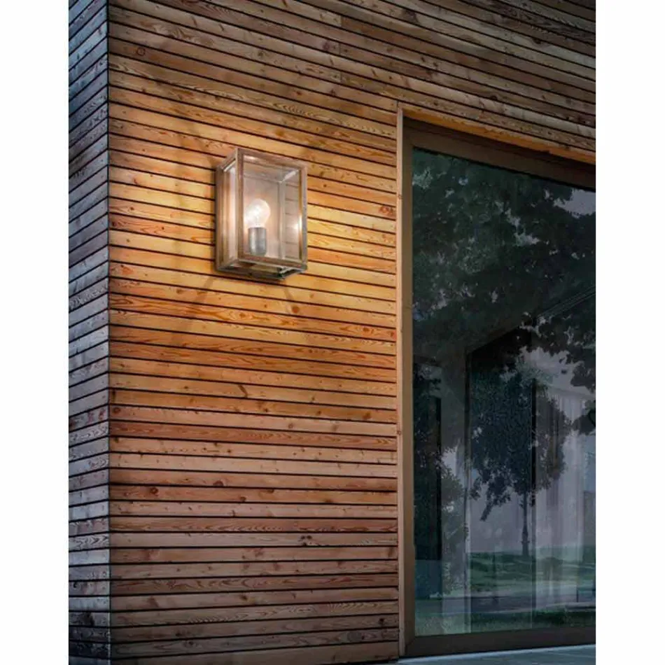 von großen Wandlampe aus Messing und Glasplatte Il Fanale Viadurini