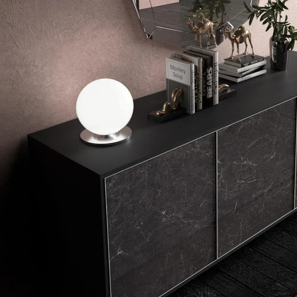 Artisan Tischlampe aus geblasenem weißem venezianischem Glas - Snow Viadurini