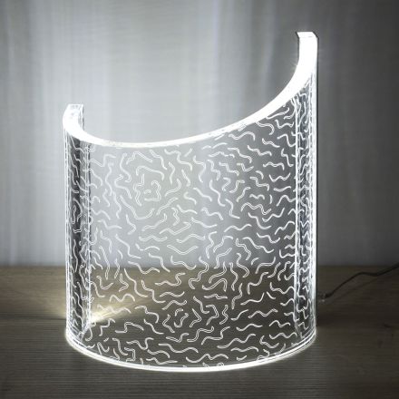 Acryl Kristall Tischlampe Curved Design Laser Decor - Ithan Viadurini
