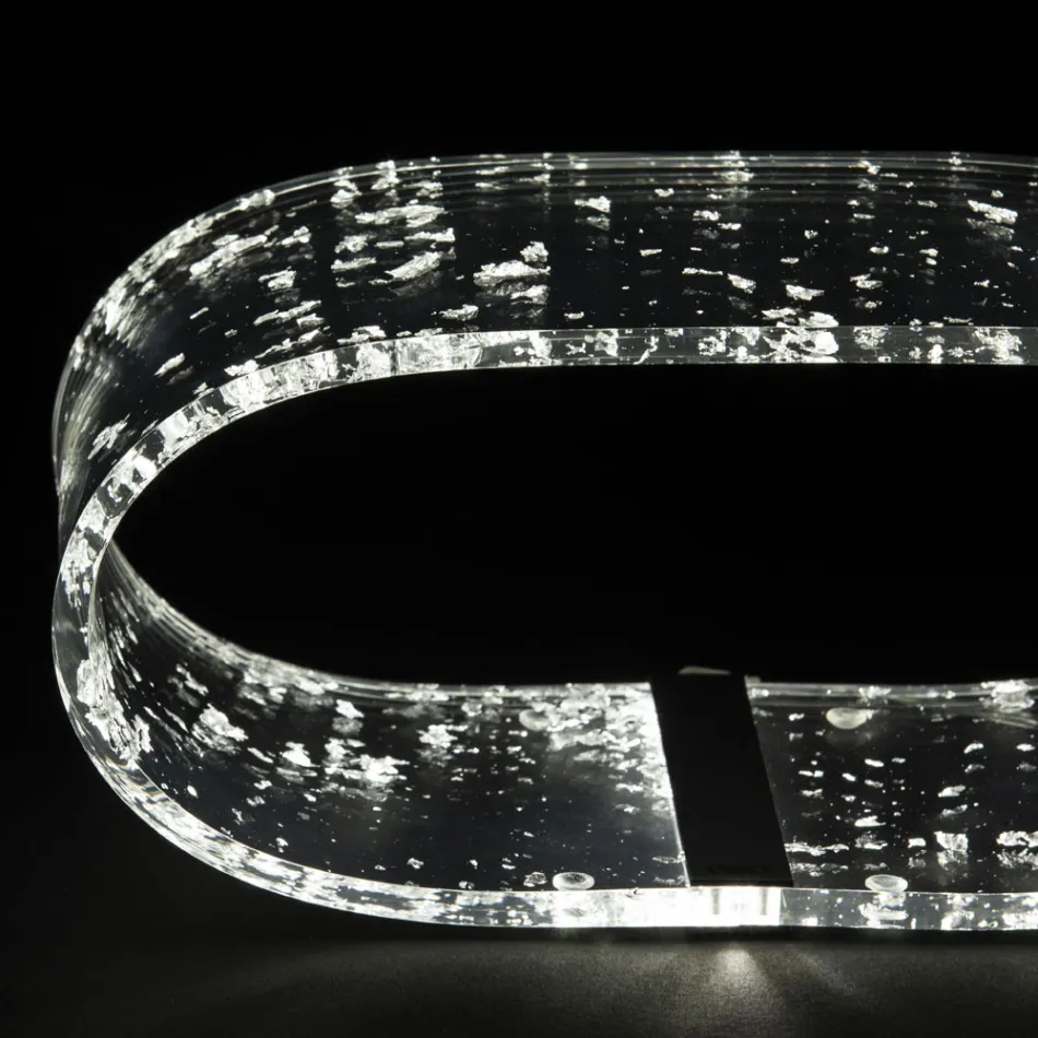 Tischlampe aus Acrylglas und Blattgold, Silber oder Kupfer - Gnassi Viadurini