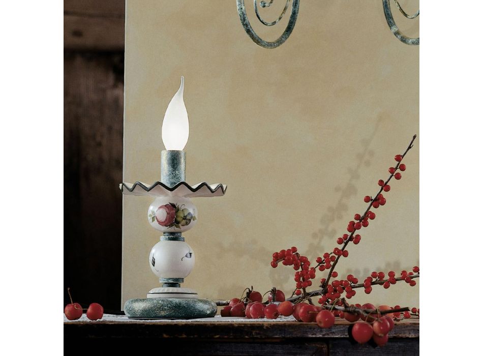 Tischlampe aus handverzierter Keramik und antikem Messing - Sanremo Viadurini