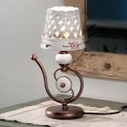 Handgemachte Keramik-Tischlampe mit Laubsägearbeiten und Dekorationen - Verona Viadurini