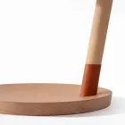 Tischleuchte aus Buche mit Details aus Metall und veganem Leder - Avetta Viadurini