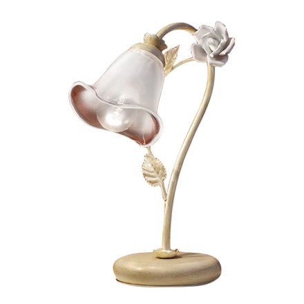 Tischlampe aus Eisen und Glas mit Rose aus Keramik - Siena Viadurini