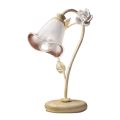Tischlampe aus Eisen und Glas mit Rose aus Keramik - Siena