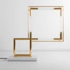 Tischlampe aus Messing und Harz mit Marmorsockel Made in Italy - Quizza Viadurini