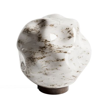 Tischlampe aus dunklem Messing und Steinglas, hergestellt in Italien – Bottega Viadurini