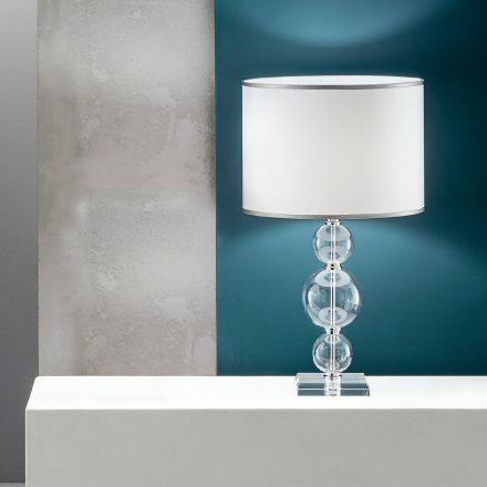 Tischlampe aus handwerklichem Glas und Metall im klassischen Stil - Mindful Viadurini
