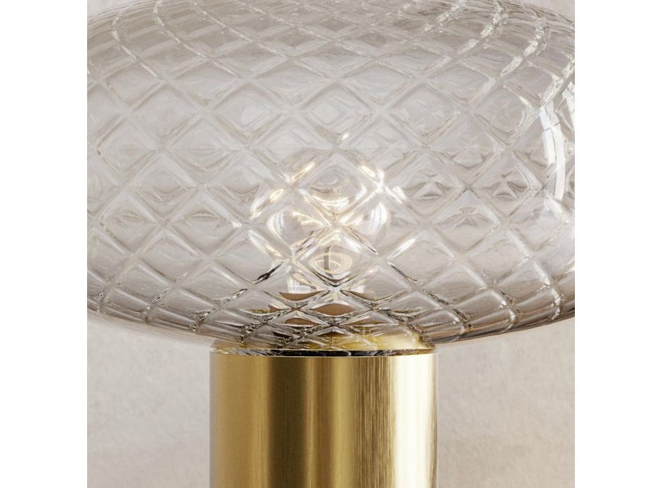Hergestellt in Italien Tischlampe aus grauem Glas – Lucciola Viadurini