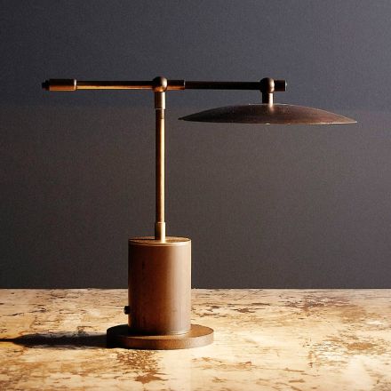 LED-Tischlampe aus brüniertem Messing und Eisen Made in Italy - Esperanza Viadurini