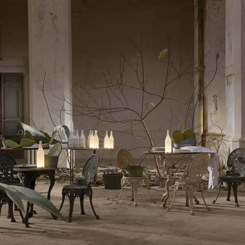 Led Tischlampe in weißem Milchglas Modernes Design - Flasche Viadurini