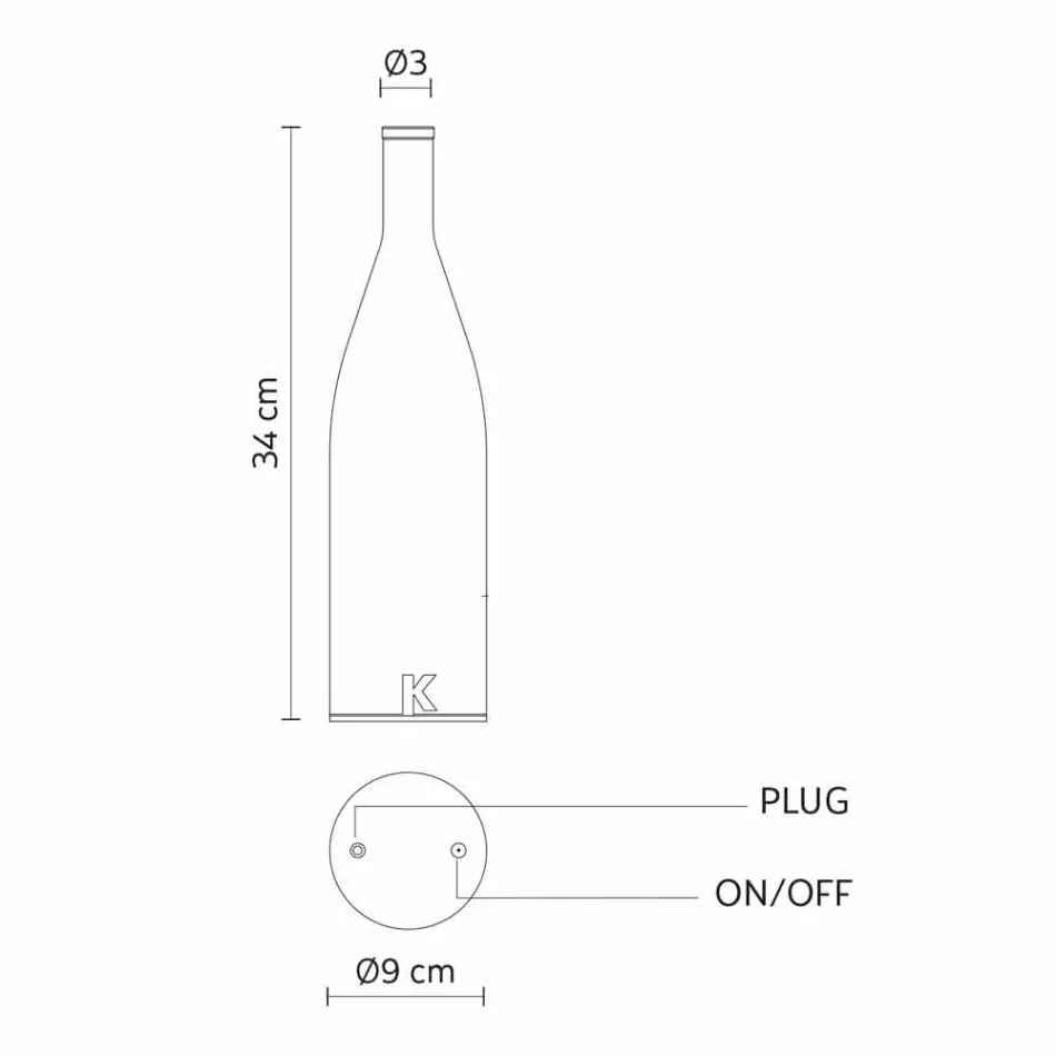 Led Tischlampe in weißem Milchglas Modernes Design - Flasche Viadurini